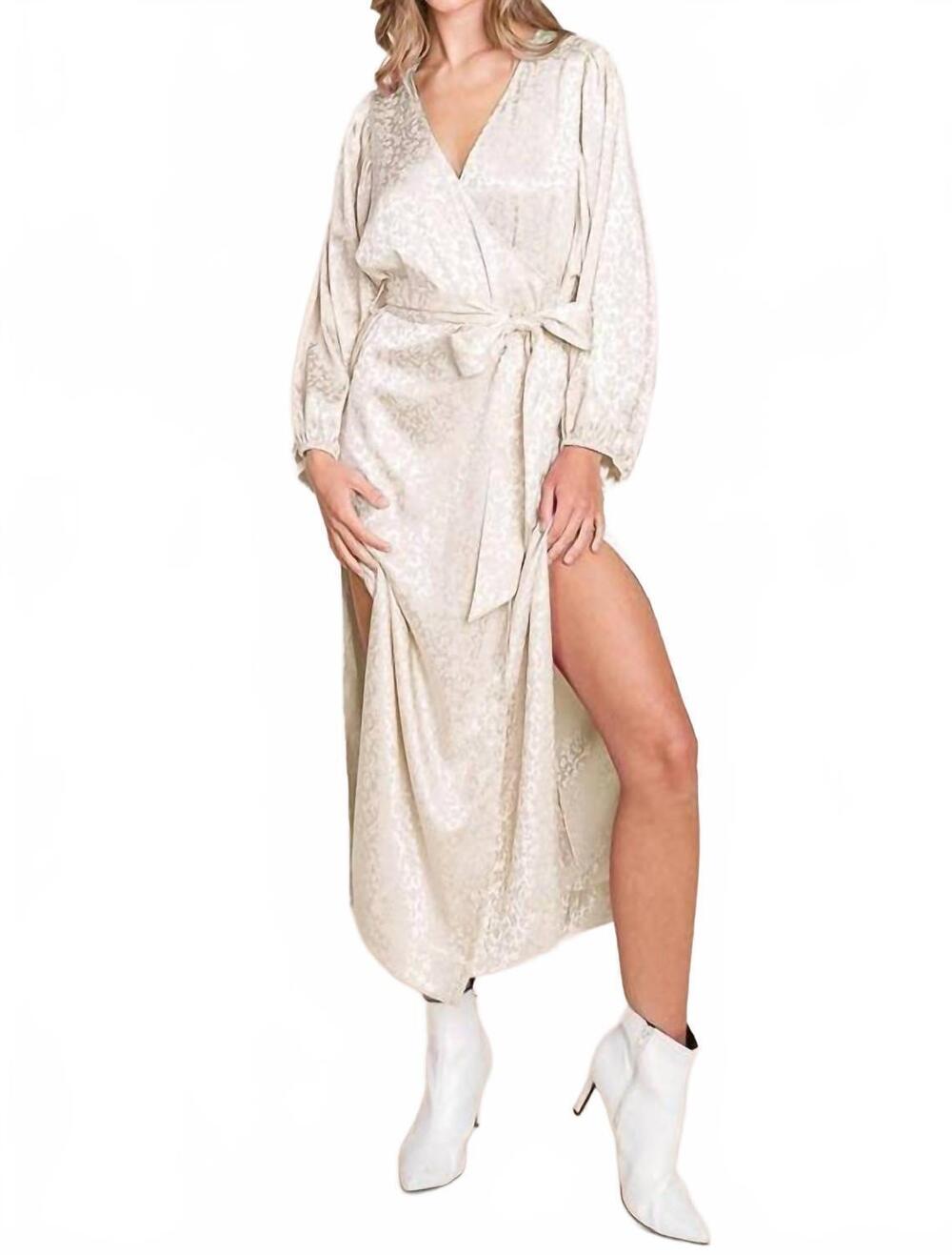 NEW BUCKETLIST jennifer wrap dress in taupe
